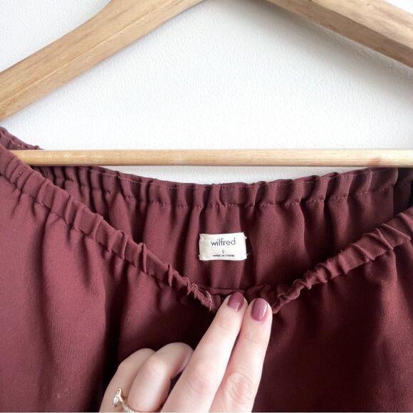 Aritzia Wilfred Morel Off The Shoulder Burgundy Blouse Top Women's Size S - Picture 6 of 10